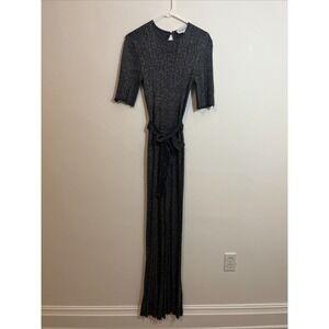 Derek Lam 10 Crosby S Jumpsuit Mob Wife Silver Black Glitter Stretch Flare Leg